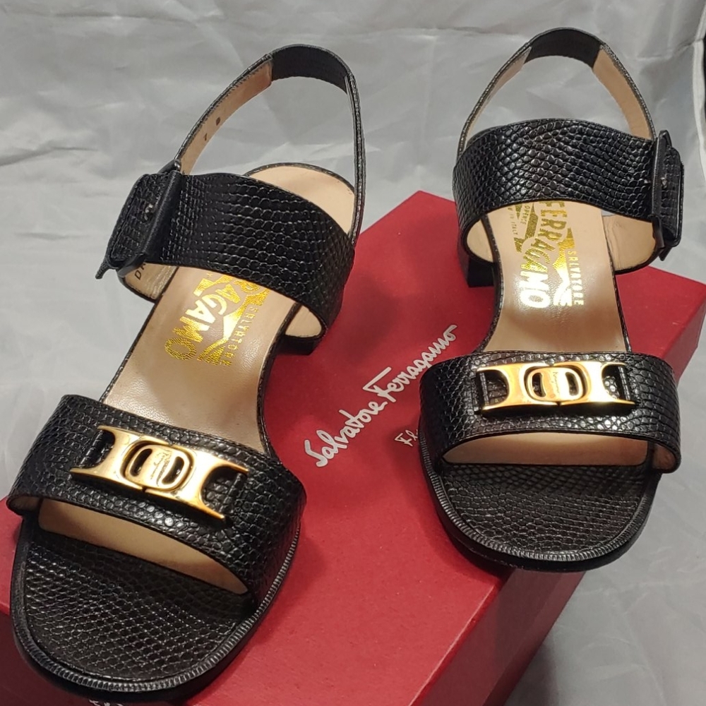 Ferragamo Black Block Heel